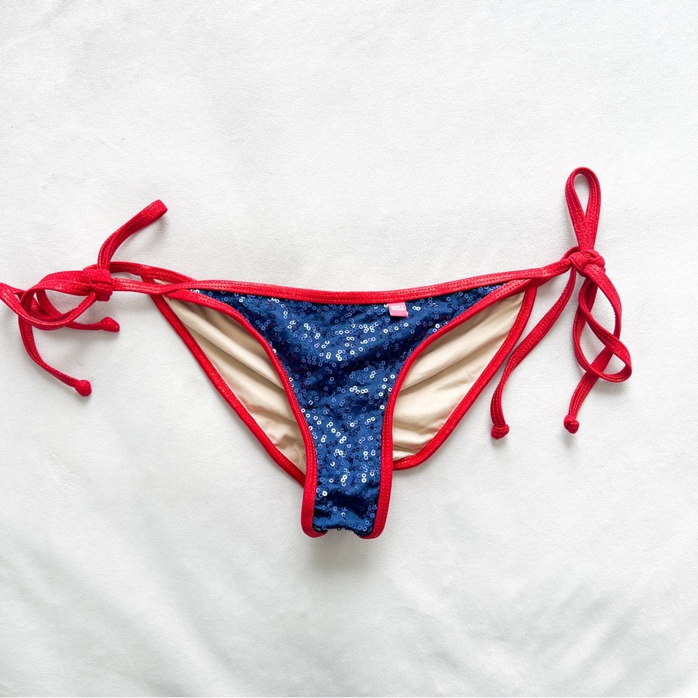 Doll Swimwear Red and Blue Sequin Bikini Bottom - Small